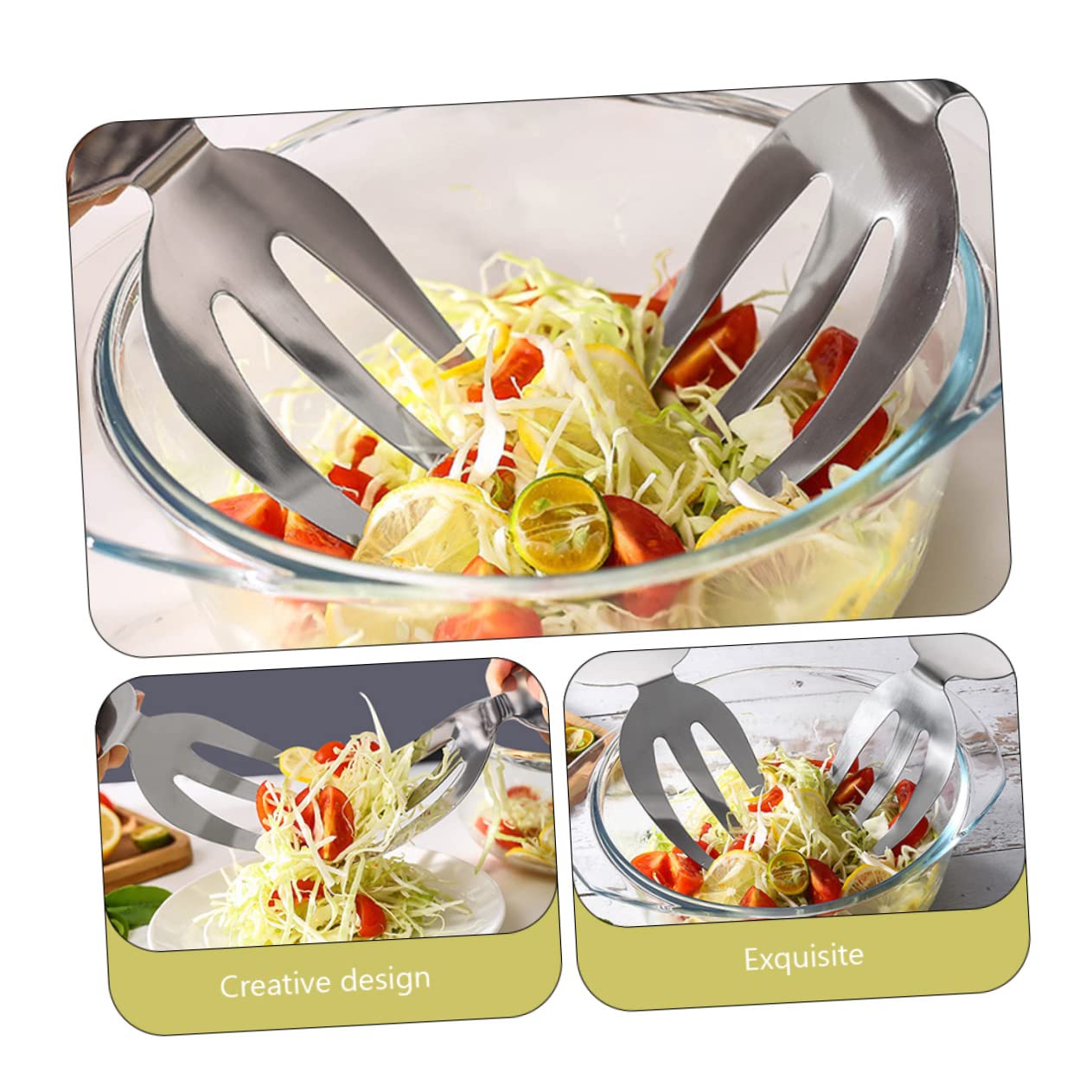2pcs Stainless Steel Salad Hands Forks for Kitchen Camping