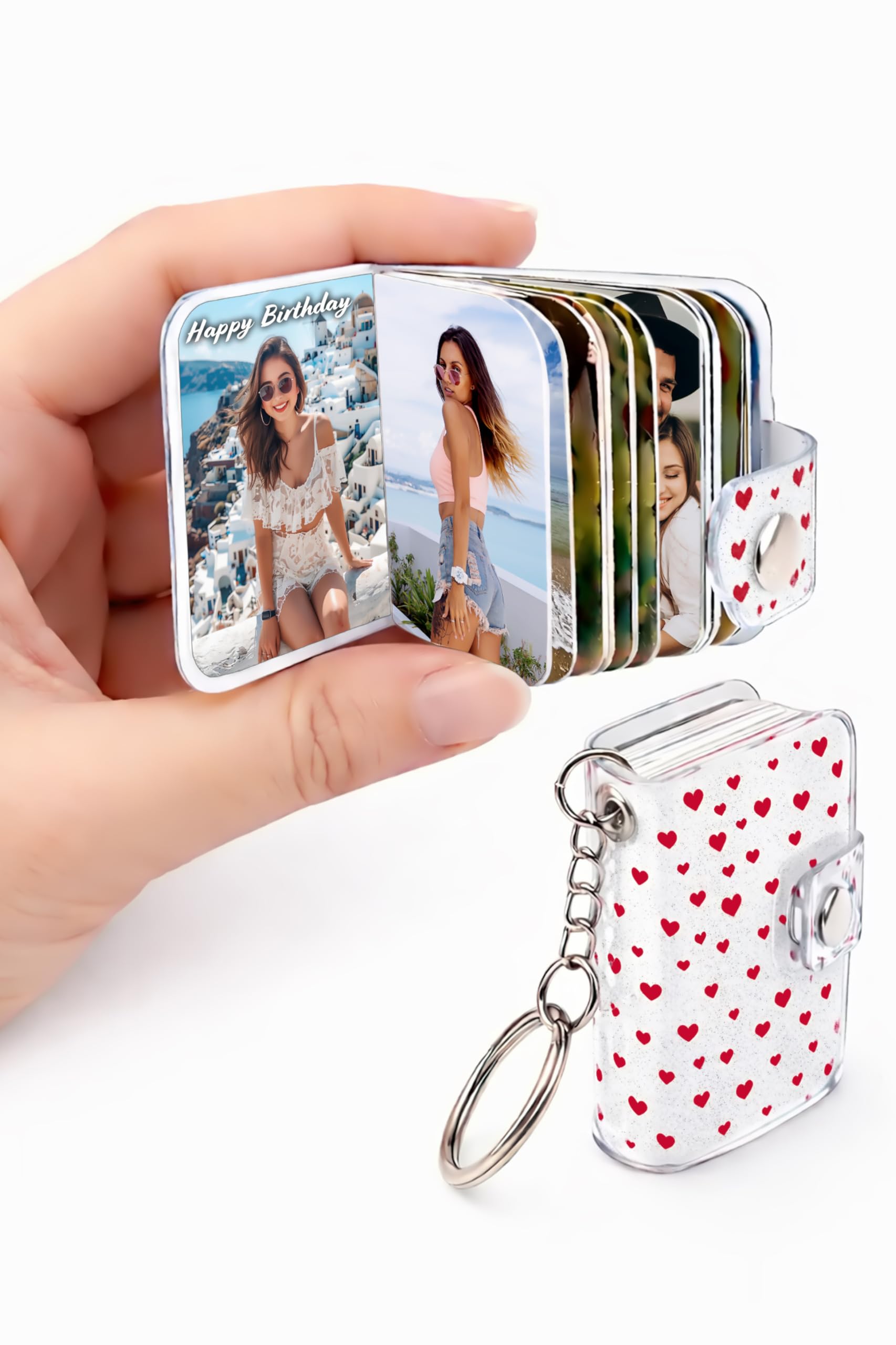 flashing click Personalized Photo Album Keychain | Custom Mini Photo Book with 12–23 Pictures & Name | UV Acrylic Print | Valentine, Anniversary & Birthday Gift for Him/Her-picture-37