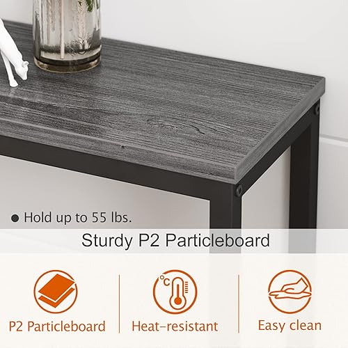 Miniatura 8 de SUPERJARE Mesa consola de 70 pulgadas con tomacorriente, mesa de sofá con estación de carga, mesa de entrada estrecha, mesa de pasillo delgada,