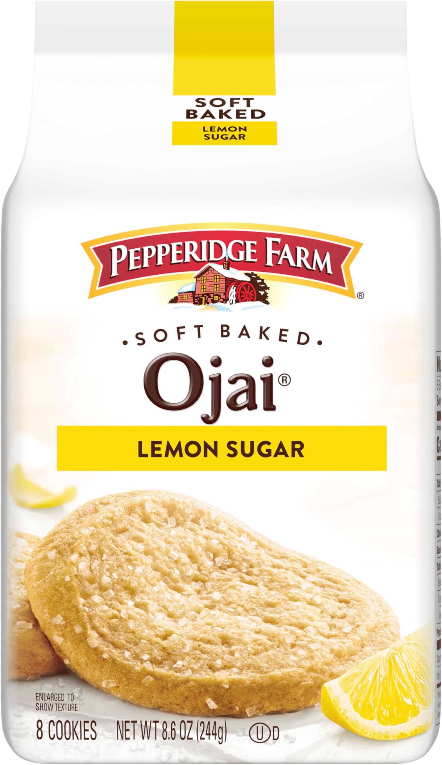 Pepperidge Farm Soft Baked Ojai Lemon Sugar Cookies, 8.6 Oz Bag (8 Cookies)