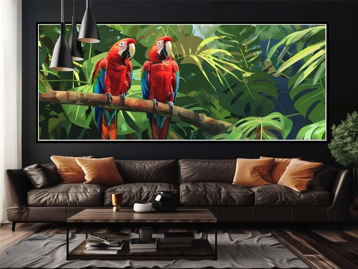 Malen Nach Zahlen Vogel Papagei Malen Nach Zahlen Erwachsene, DIY Set Ölgemälde Malen Nach Zahlen XXL, Acrylfarben Painting by Numbers Bastelset, Geschenk Wanddekoration, 90x240cm (Ohne Rahmen)-YH659