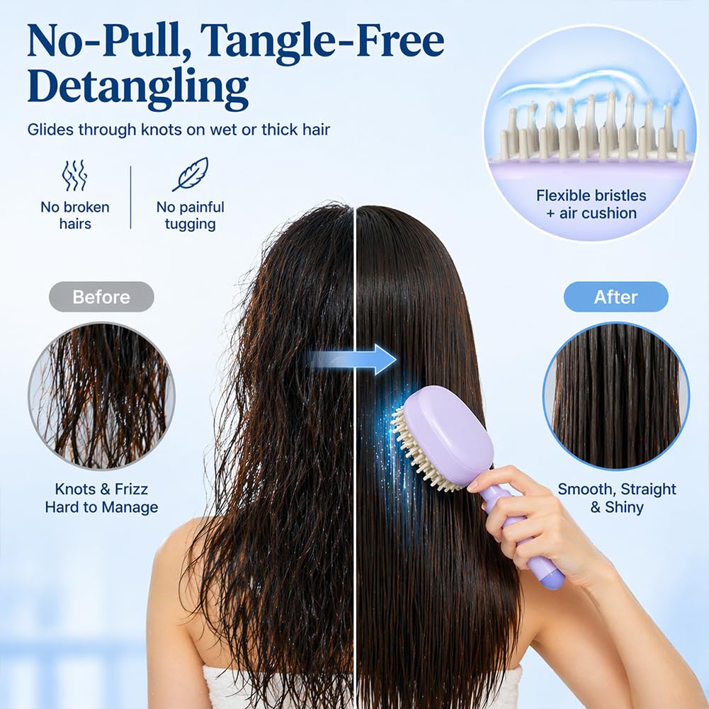 2026 Nuovo Pettine Elettrico a Nebulizzazione per Donne – Spazzola Ricaricabile a Nano-Nebbia | Districa e Combatte il Crespo per Capelli Secchi, Offrendo un'Esperienza Home Spa (1, Bianco crema)