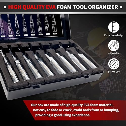 Miniatura 6 de Juego de llaves de tuercas magnéticas extra profundas, 8 piezas, juego de llaves de tuercas profundas ajustables para taladro de impacto, métrico,