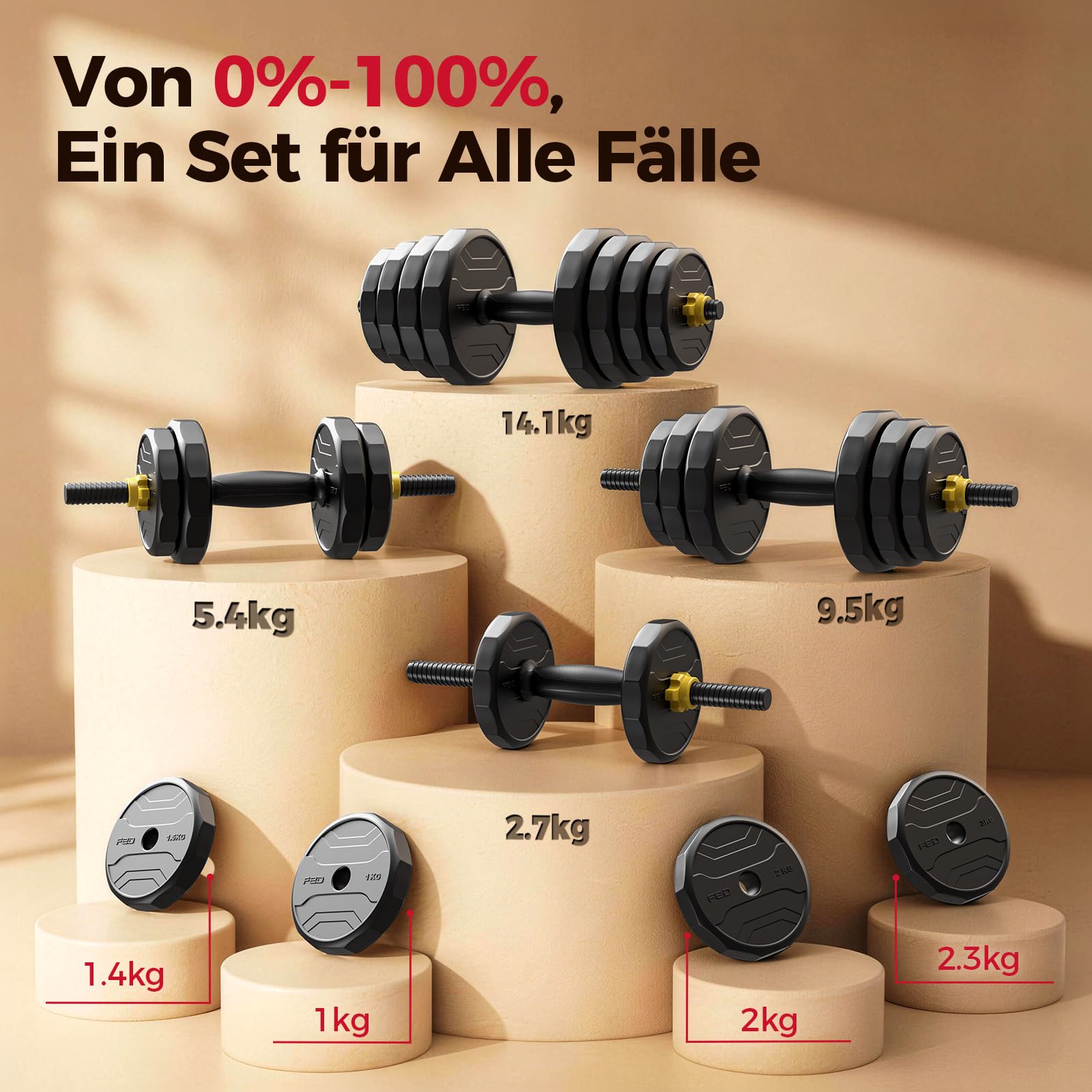 FEIERDUN 20/25/30/40KG Hanteln Verstellbar 2er Set, 12-Seitiger Rollschutz, 5-in-1 Dumbbell Set, Langhantel, Kettlebell, Liegestützständer für Ganzkörpertraining, Krafttraining für Männer und Frauen
