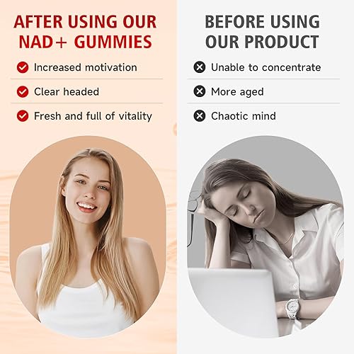 Miniatura 5 de Paquete de 2 gomitas NAD+, suplemento NAD para mujeres, NAD nicotinamida, ribósido resveratrol de 1000 mg, suplemento NAD+ Plus para