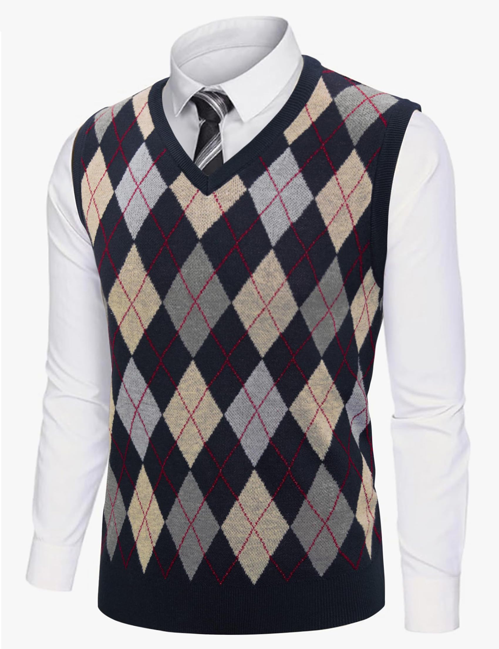 Sykooria Gilet Maglione da Uomo con Scollo V Maglioncino Smanicato Senza Maniche Pullover Gilet Cotone in Maglia Invernale Maglioni e Cardigan da Uomo Casual