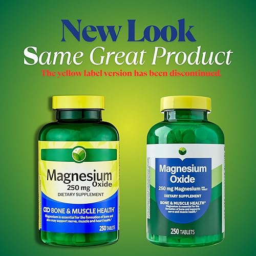 Miniatura 3 de Spring Valley Óxido de magnesio 250 mg  Soporte para huesos, músculos y nervios  250 tabletas  Suplemento dietético  Paquete de 1