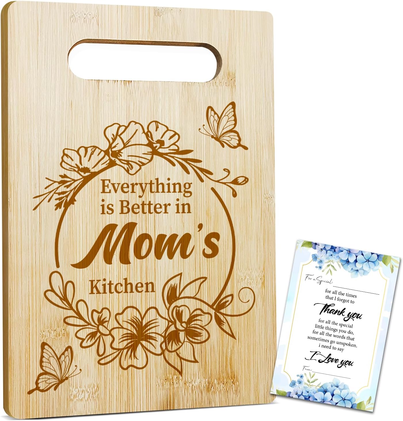 Everything Is Better In Mom's Kitchen Bamboo Cutting Board, Funny Charcuterie Boards for Home Kitchen Decor, Mother's Day Birthday Gifts for Mom from Daughter Son -032