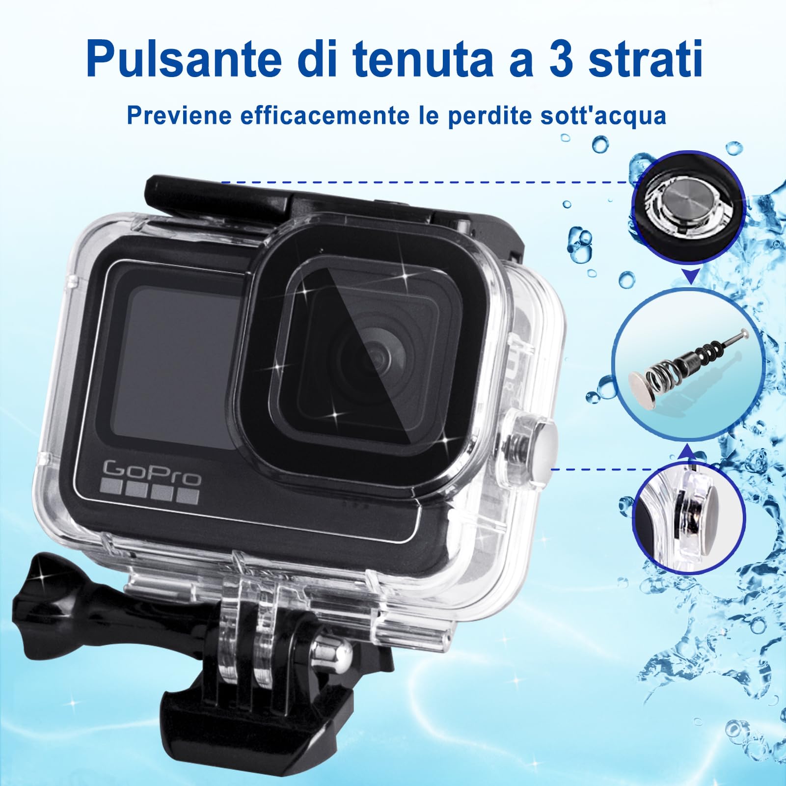 Custodia impermeabile nera per GoPro Hero 9 FLW362 - trasparente
