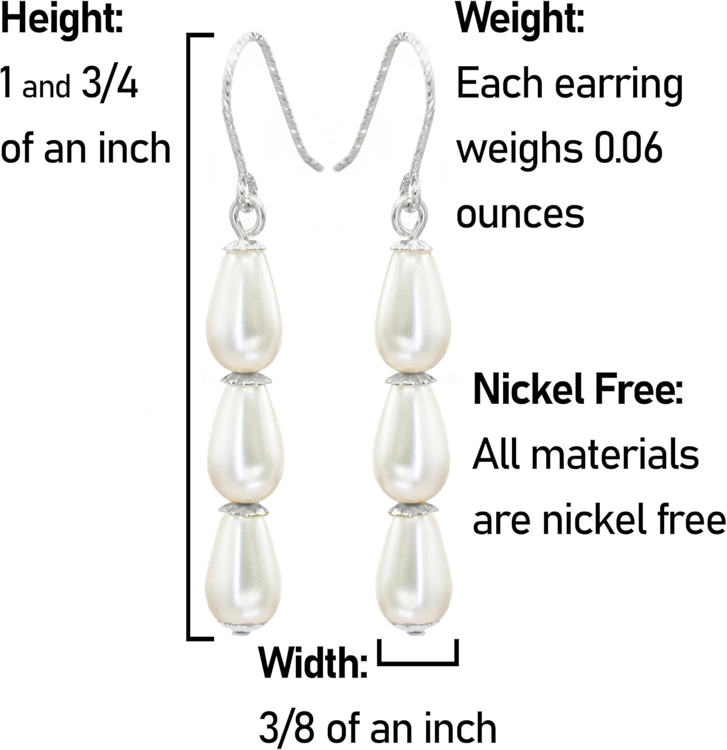 Silver Pearl Earrings, 925 Sterling Silver Earrings, Dangle Pearl Earrings, Gift for Wife Daughter, Trendy Jewelry Dainty Earrings, Drop Earrings for Women, Bridesmaid Jewelry, Flower Girl Earrings, Wedding Earrings - Image 7