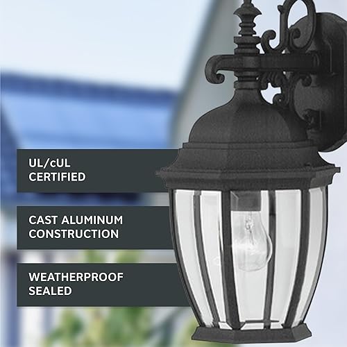 Miniatura 3 de Designers Fountain 2431-BK Tiverton - Farol de pared para exteriores, 18 pulgadas de alto, color negro