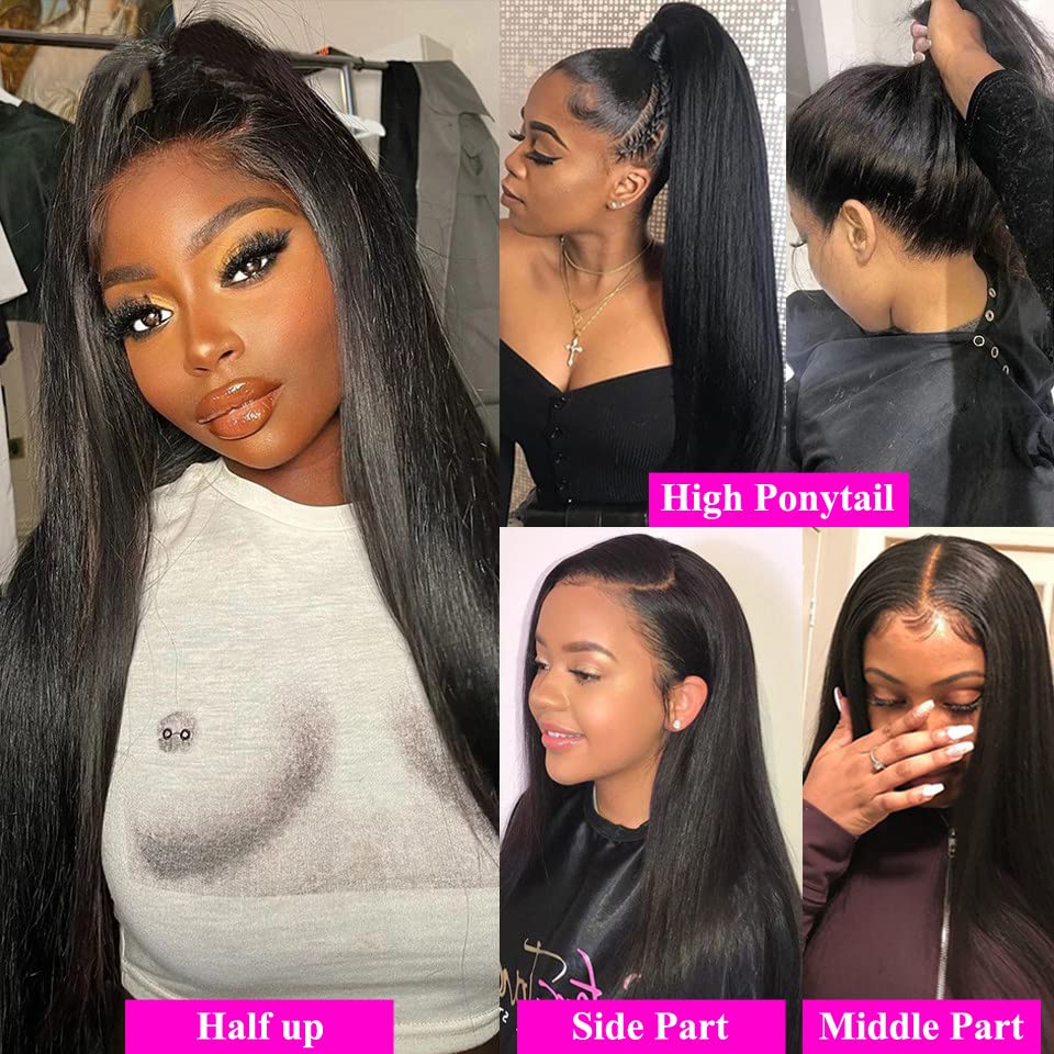 Miniatura 5 de Pelucas de cabello humano con encaje frontal 360, pelucas de cabello humano con encaje frontal HD, predepiladas con abuelitos, densidad del 180 %,