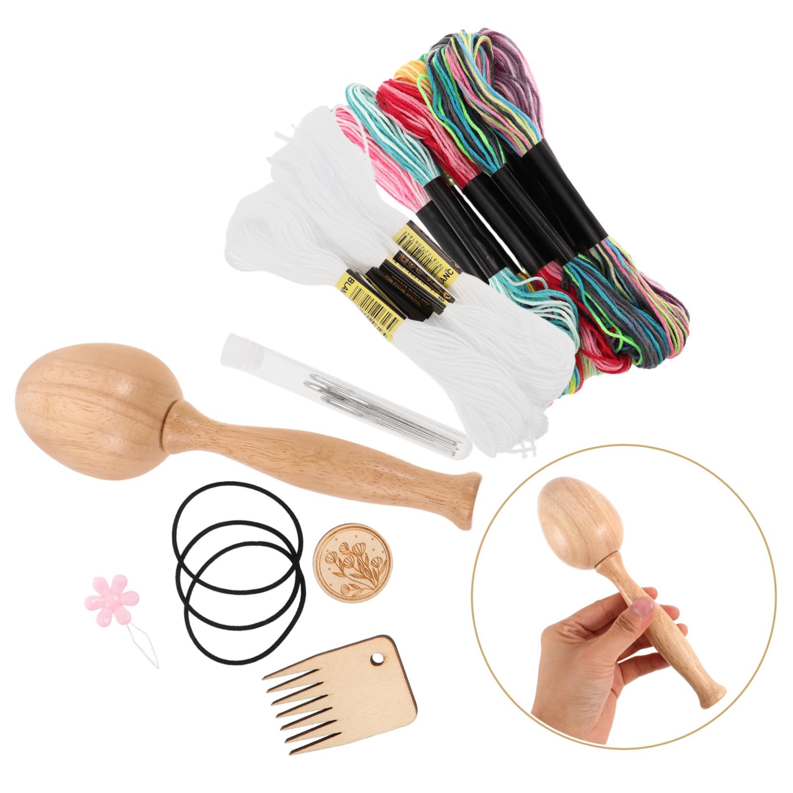 Kit de Zurcido Forma de Huevo para Principiantes y Expertos | 1 Juego, Madera Plástico Metal, Almacenamiento de Aguja, Reparación de Daños en Lana y Vaqueros Color Aleatorio