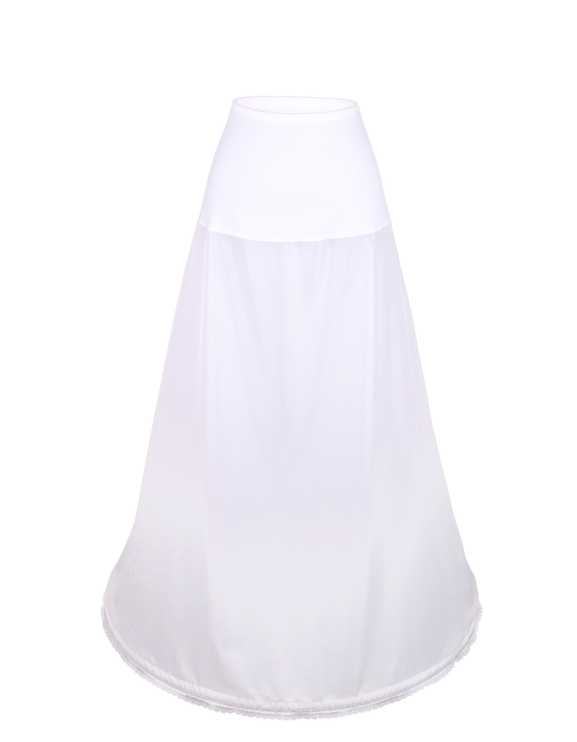 Flora 1-Hoop Spandex Waistband Bridal Wedding Petticoat/One Hoop Prom Underskirt,Medium Full Skirt (Large-XLarge, WHITE)