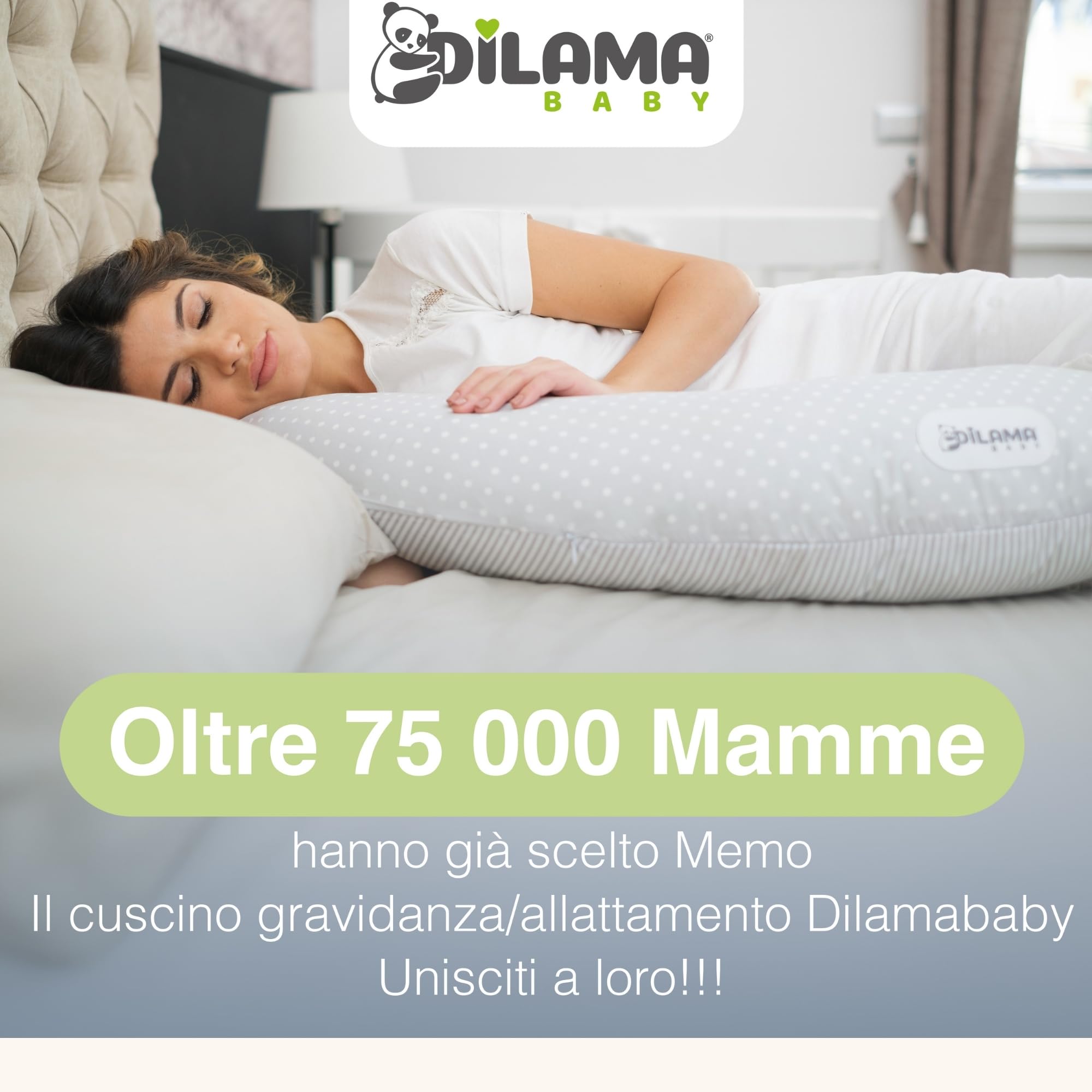 Dilamababy Cuscino Gravidanza Fiocchi di Memory e Fiber Made in Italy – Comodo per Dormire e per Allattamento - Supporto Ergonomico Pancia, Schiena, Gambe con Federa Sfoderabile e Lavabile