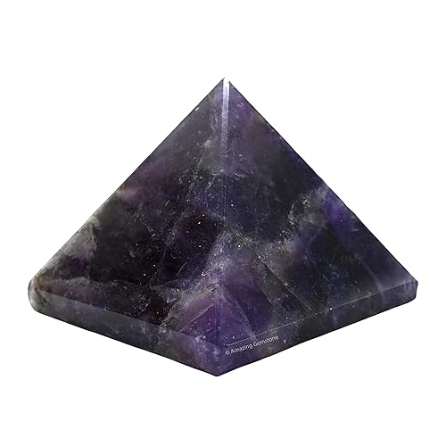 Amethyst Pyramid Crystal Healing Stones - 2" Great Pyramid Figurine of Natural Stone Pyramid for Meditation, Reiki, Chakra Balancing and Crystal
