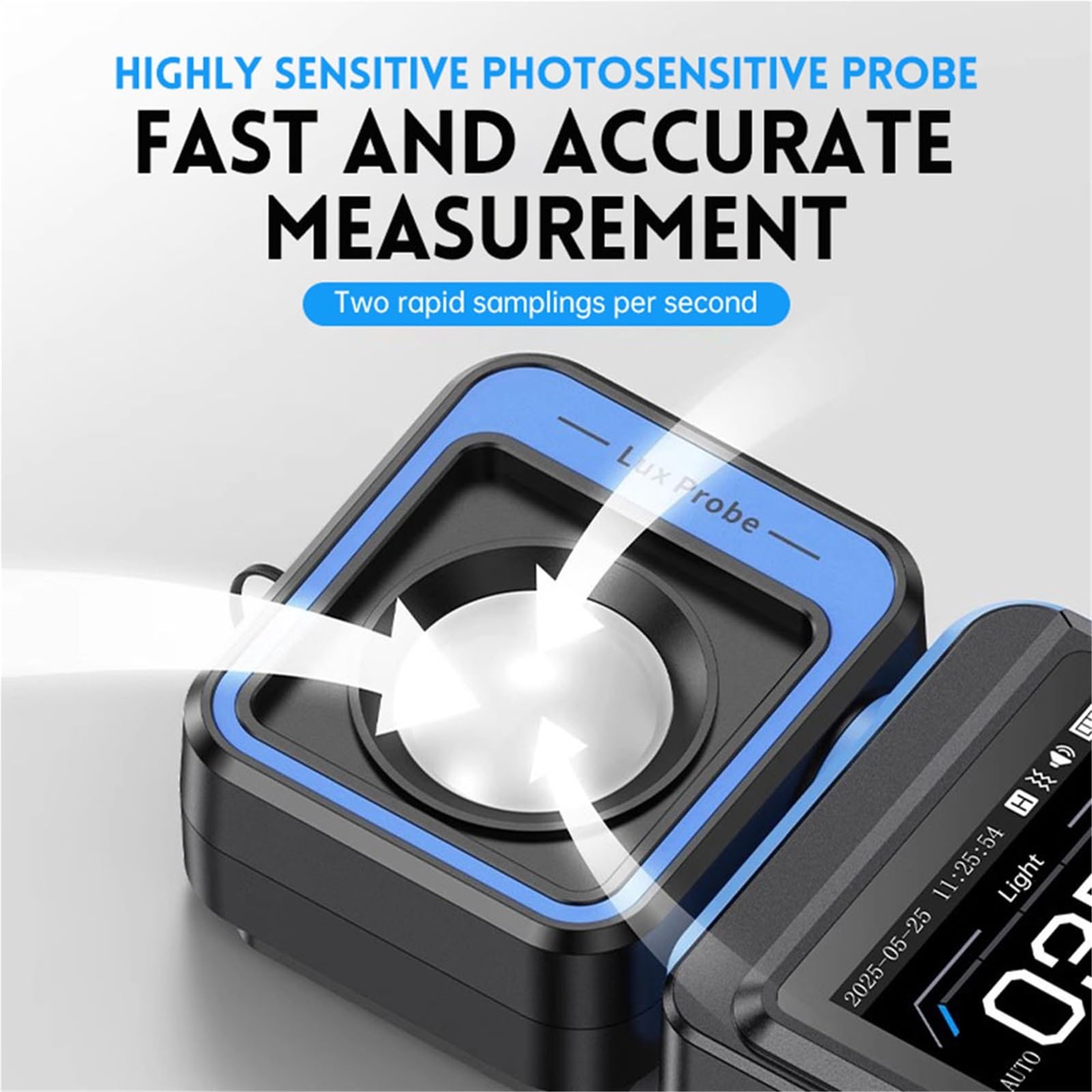 Belichtungsmesser, FPM-02 Hochpräziser Beleuchtungsstärketester Luxmeter Home Light Meter Professionelles Helligkeits-Thermohygrometer