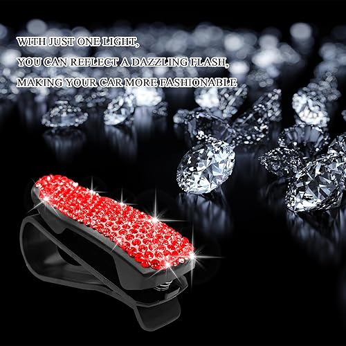 Miniatura 4 de Soportes para lentes de sol para visera solar de automóvil, 2 piezas de diamantes de imitación de cristal brillante para anteojos con clip para