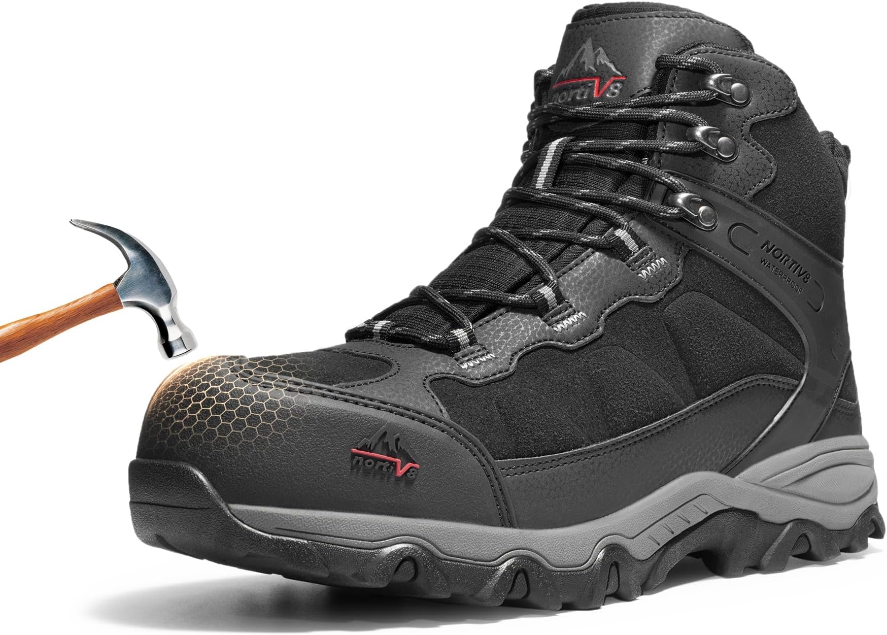 NORTIV 8 Waterproof Steel Toe Boots for Men Slip Resistant Safety Industrial Boots Paladin-Steel