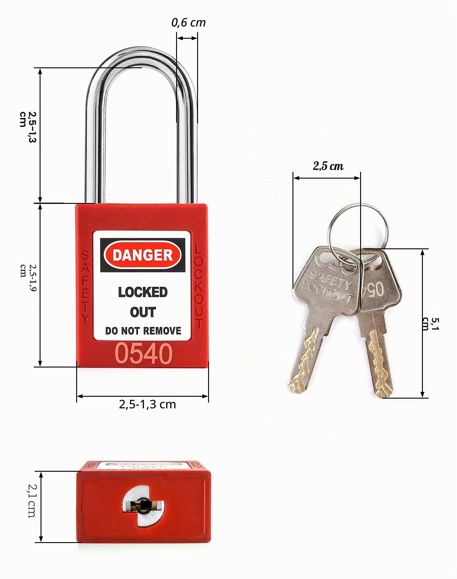 QWORK® Cadenas de sécurité, Lot de 5 cadenas avec 10 clés, Système de verrouillage industriel, Rouge