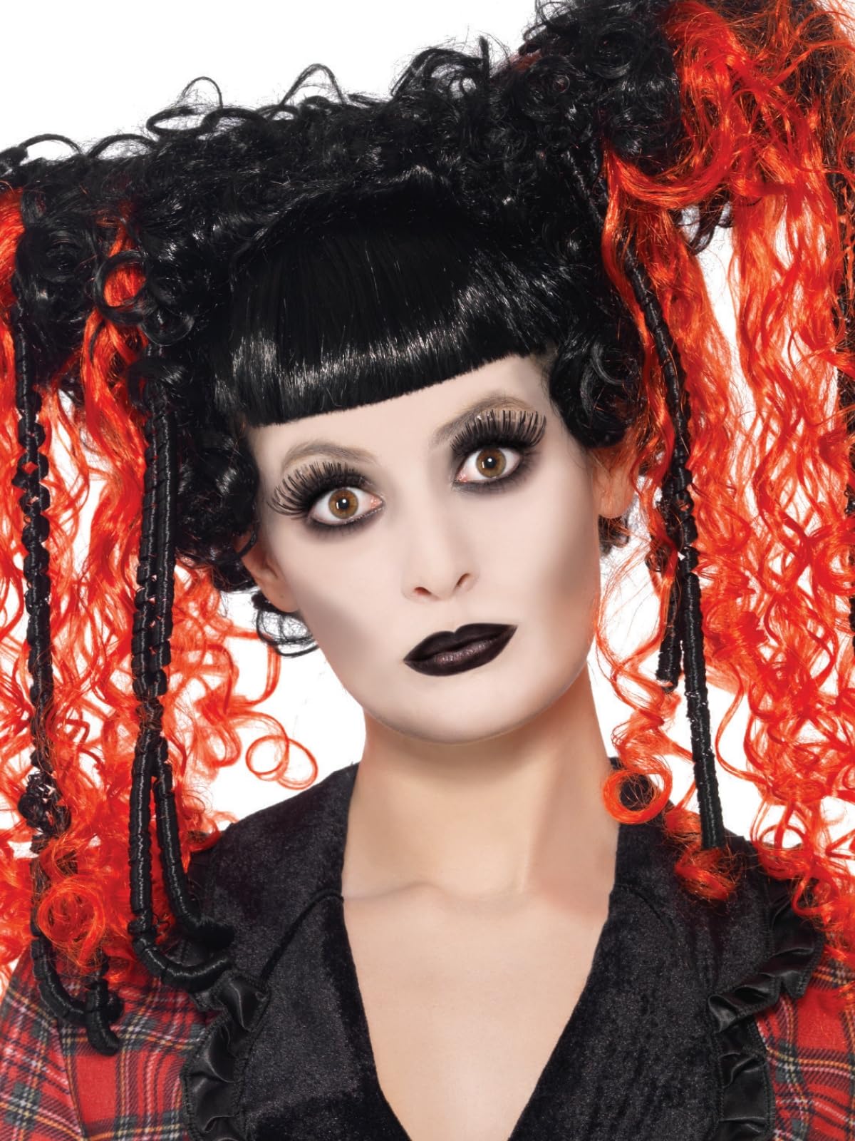 Smiffys Kit de maquillage gothique, comprend peinture du visage, rouge à lèvres et cils Halloween