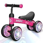 Bobike Baby Balance Bike Toys for 12-36 Months Kids Toy Boy and Girls Gifts Toddler Best First Birthday Gift Children Walker No Pedal Infant 4 Wheels Bicycle (Colorful, Rose Red-Light)