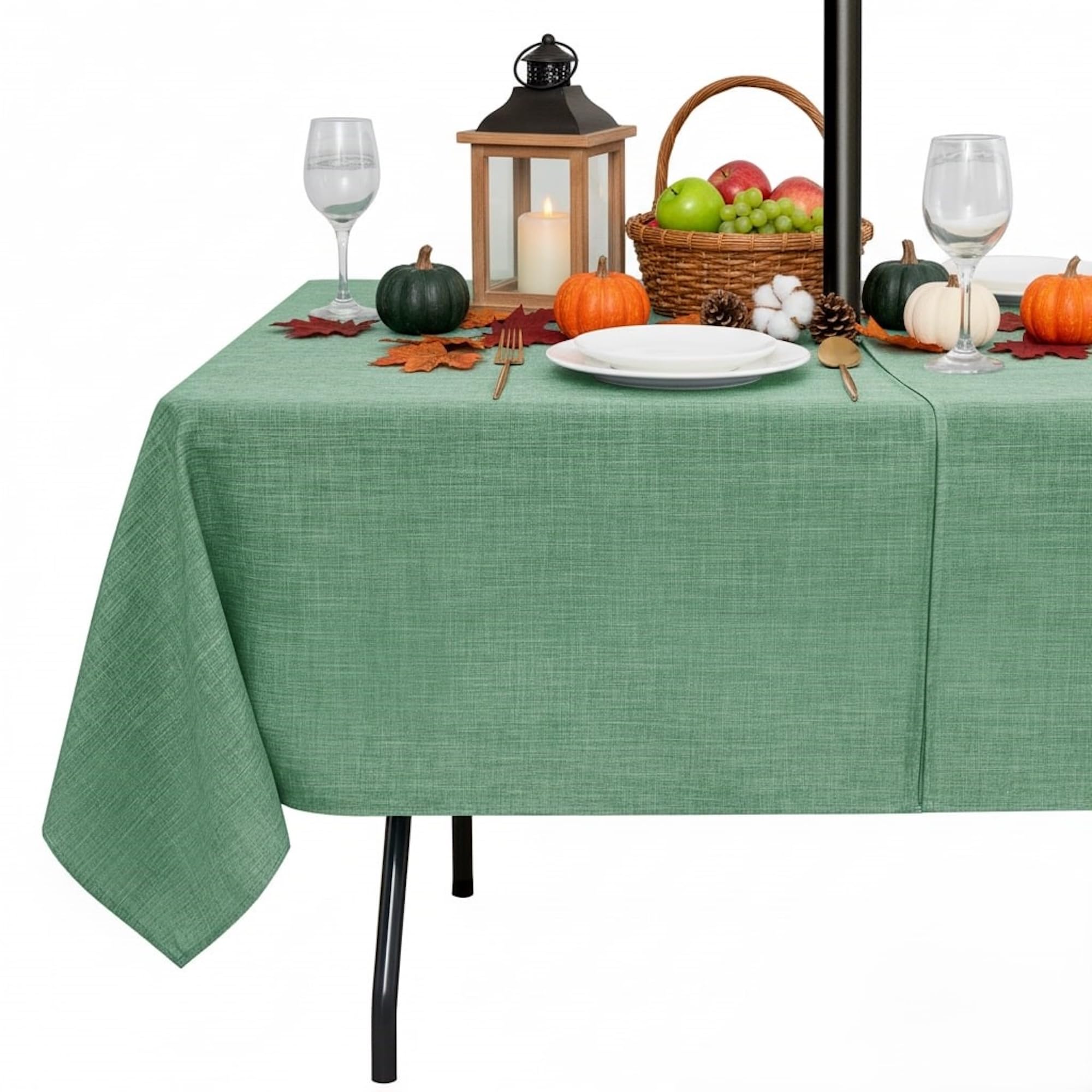 LUSHVIDA Outdoor Tablecloth with Umbrella Hole, Patio Table Cloth Zippered Rectangle 60x84 Inch
