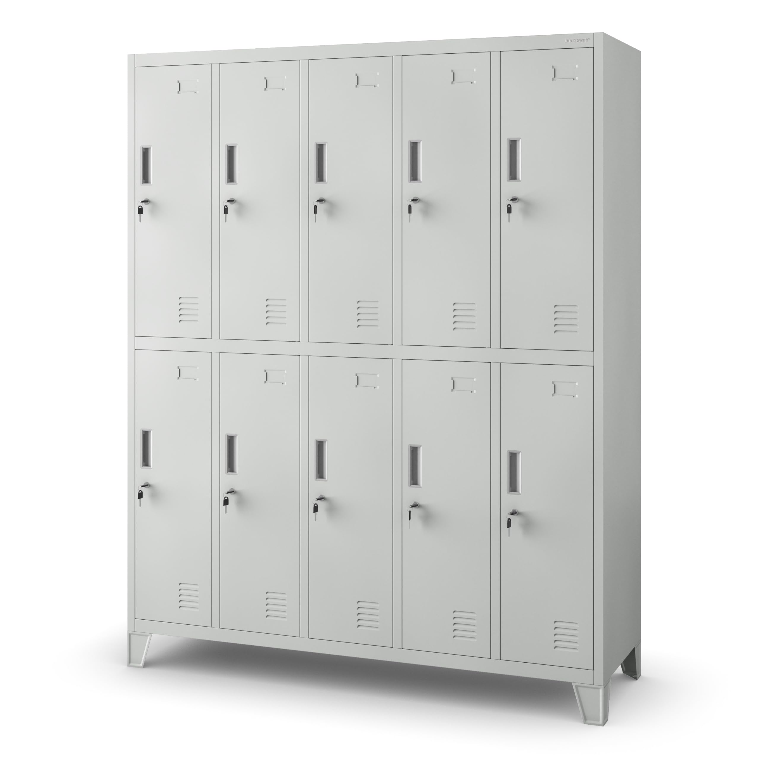 Jan Nowak Armoire Vestiaire Métallique 10 Casiers Verrouillables en Acier | Vestiaire professionnel en acier robuste, 10 casiers verrouillables avec tringle, ventilation et porte-étiquette.