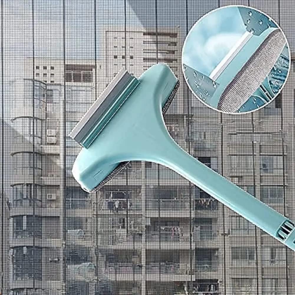 Aphrodite Multifunctional Screen Brush 2-in-1 Mesh Cleaning Brush Wiper with Extended Handle Window Cleaning Brush Net Cleaner Double-Sided Window Cleaner Window Mesh Cleaner (Multicolor)