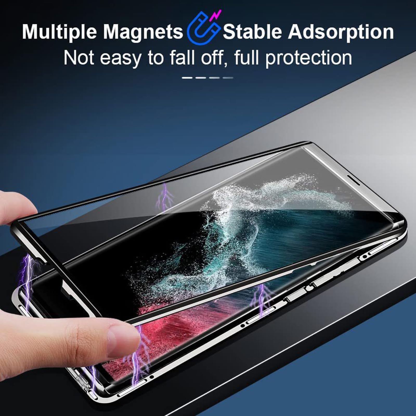 Etui do Samsung Galaxy S25 Ultra/S25 Plus/S25, ultracienkie etui ochronne na całą obudowę, adsorpcja magnetyczna, metalowe, odporne na wstrząsy, fioletowe, S25plus