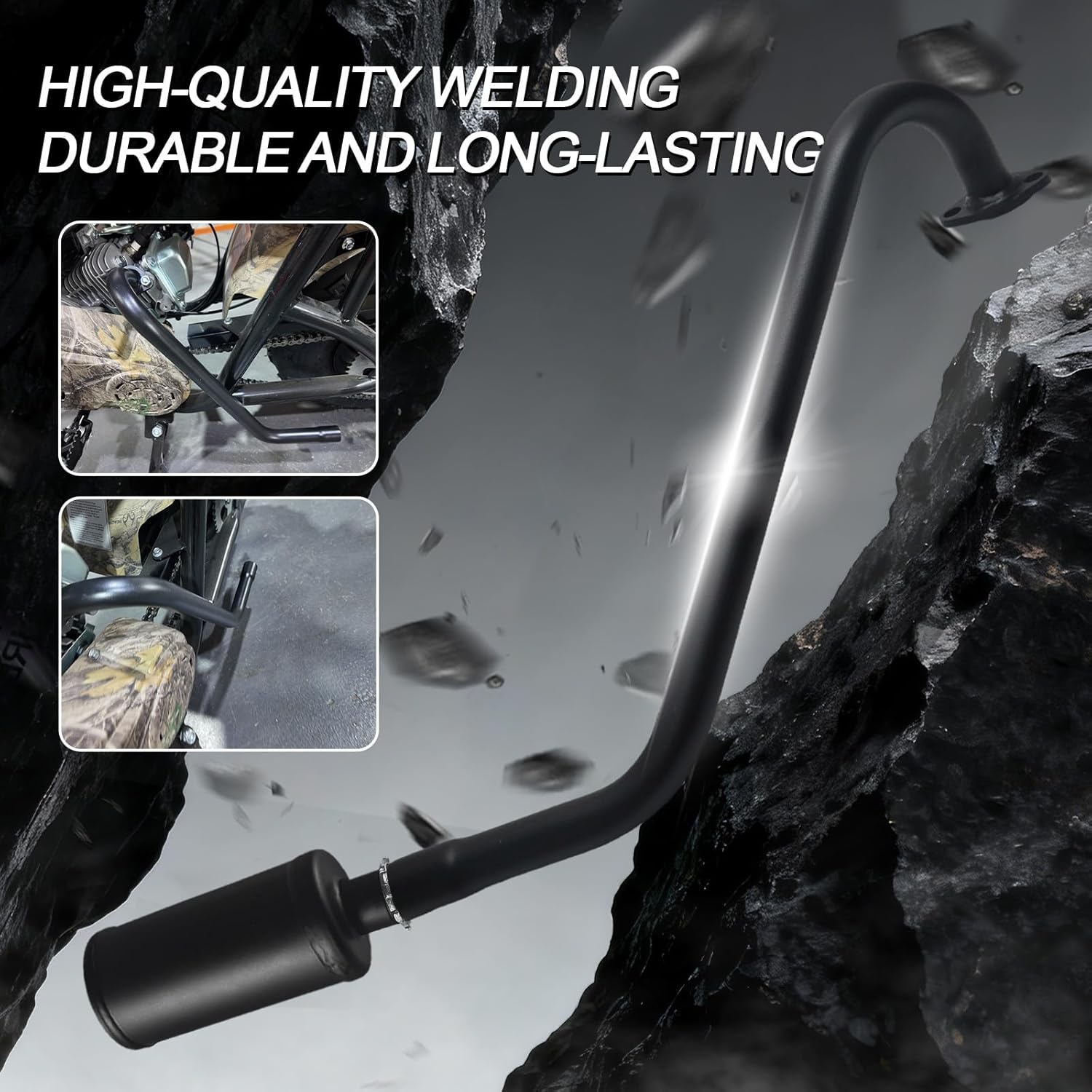 212cc Long Exhaust Pipe with Muffler for Predator 224cc 196cc Mini Bike for Coleman CT200U BT200X for Baja Warrior MB200 for Axis M200 GX200 6.5hp Clone Engine KT196 Go Kart Parts