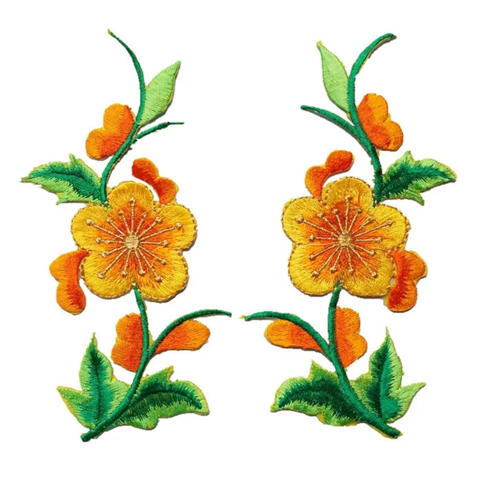 Wtaxbh Yellow Iron On Patches 8Pcs Flowers Leaves Roses Sew Iron On Patches Embroidered Badges For Clothes Diy Appliques Craft Decoration(Yellow)