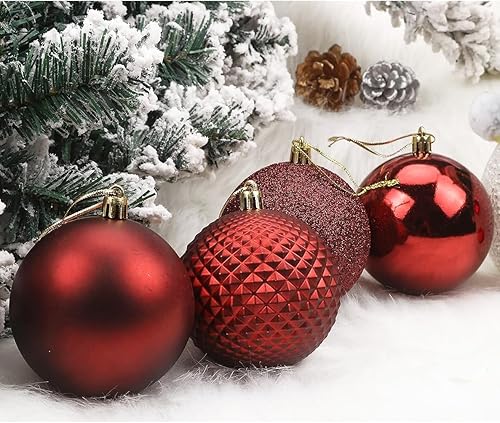 Miniatura 138 de YYCRAFT Adornos de bola de Navidad de 34 quilates de 1.2 pulgadas para árbol de Navidad, decoraciones de Navidad, ganchos inastillables incluidos