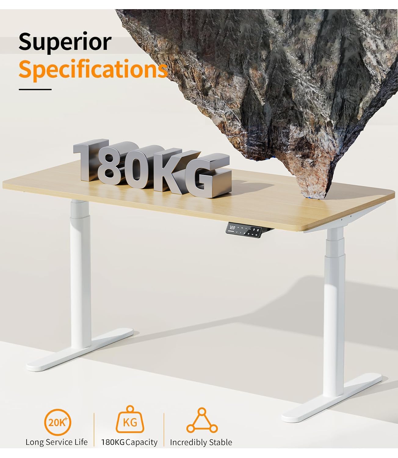 MAIDeSITe EL2 Plus Art Höhenverstellbarer Schreibtisch Gestell mit Ovaler Beindesign, Elektrisch Dualmotor Tischgestell höhenverstellbar mit 62-125cm, 4 Memory-Steuerung Schreibtisch höhenverstellbar