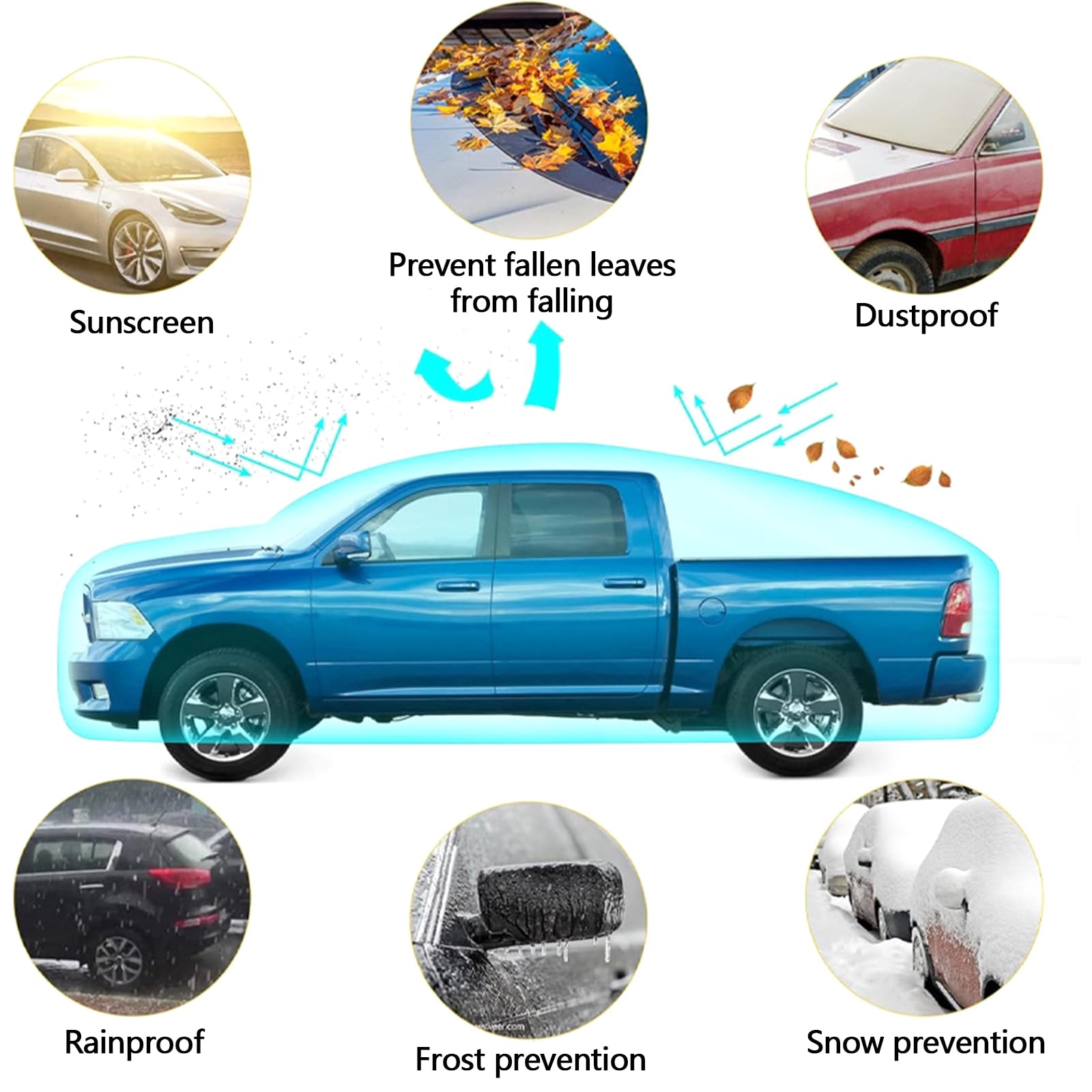 Funda para camioneta, Lona para Automóvil Reemplazo de Garaje Completo para Ford Ranger Toyota Hilux Nissan Navara Amarok 210D Cubierta Impermeable a Prueba de Polvo para Exteriores