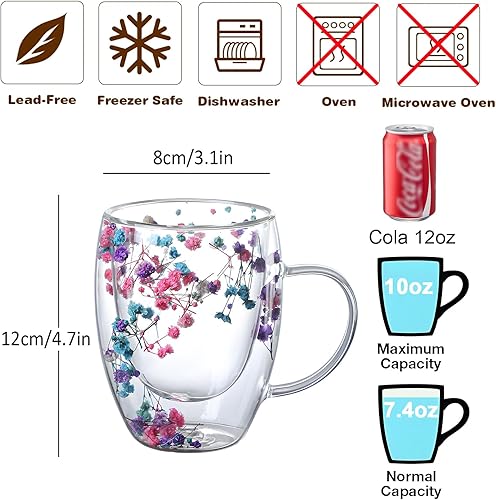 Miniatura 3 de NBHUZEHUA - Juego de tazas de café de vidrio de doble pared con aislamiento, tazas de espresso transparentes para capuchino, té, café con leche,