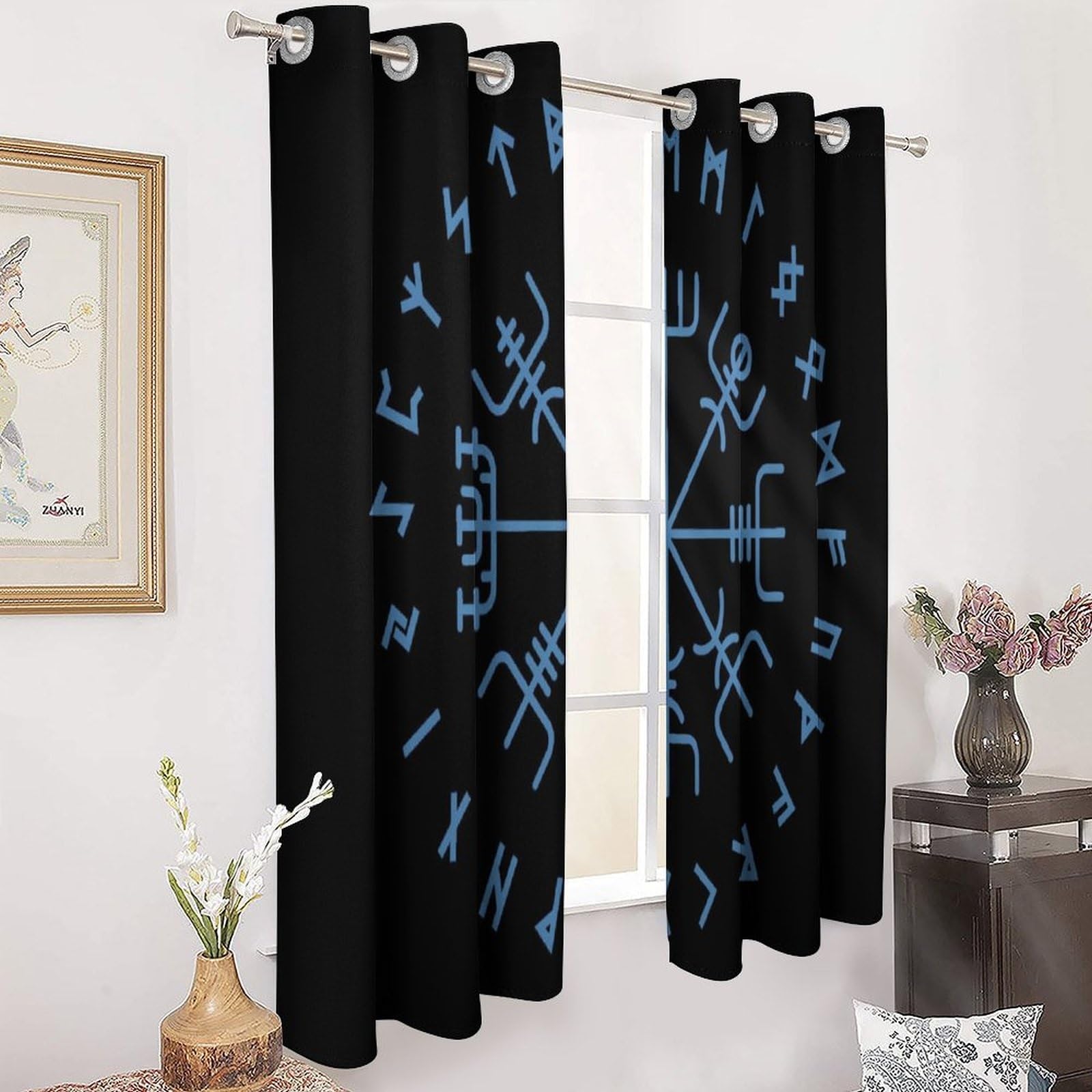 Rideau occultant Viking Vegvisir décoratif pour fenêtres de maison