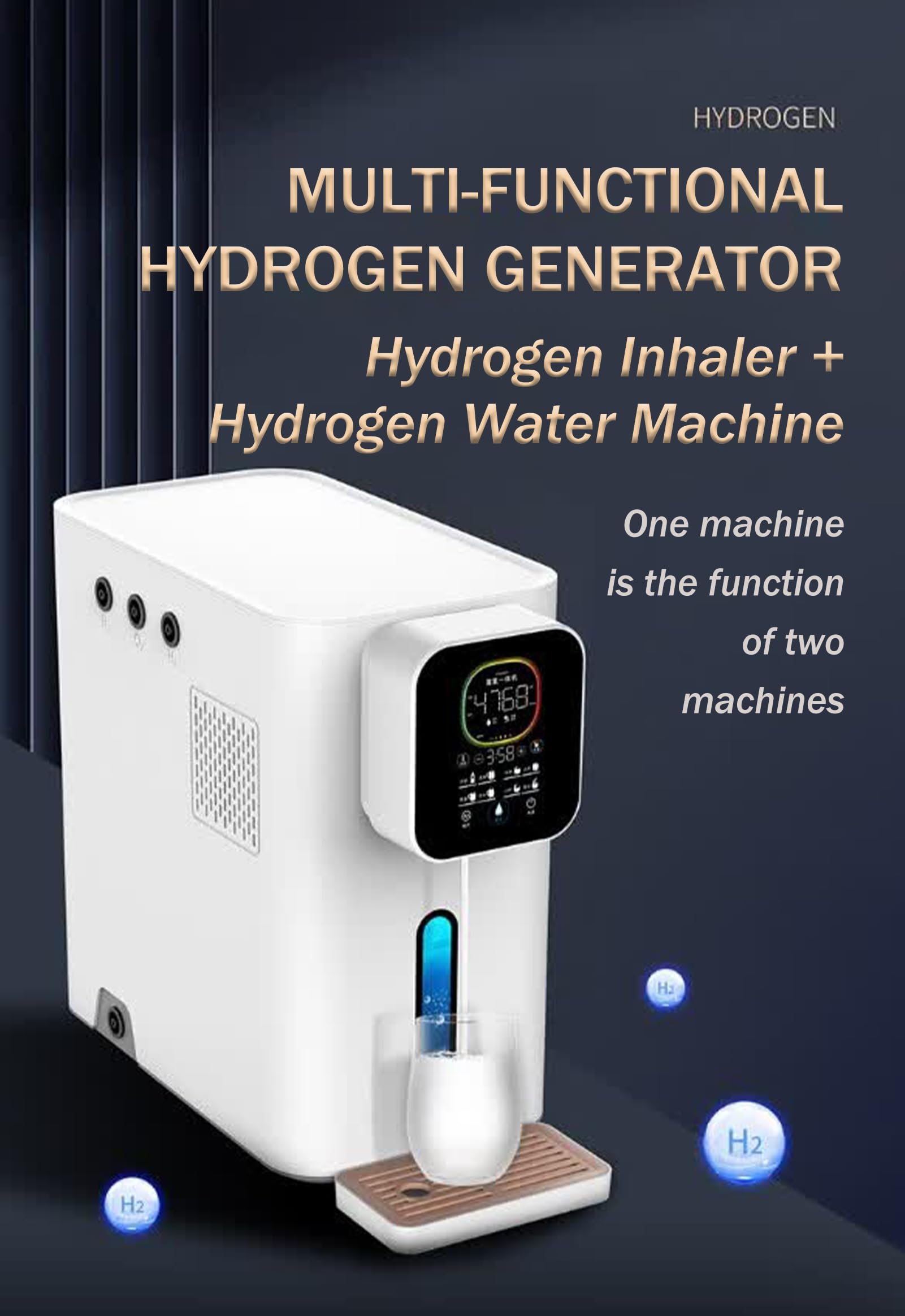 Generator wodoru 2 w 1 do inhalacji H2 i picia wody bogatej w wodór, inhalator H2 o wysokiej czystości 99,99%, wysokie stężenie 3000 PPB+, regulowana temperatura 2000ml