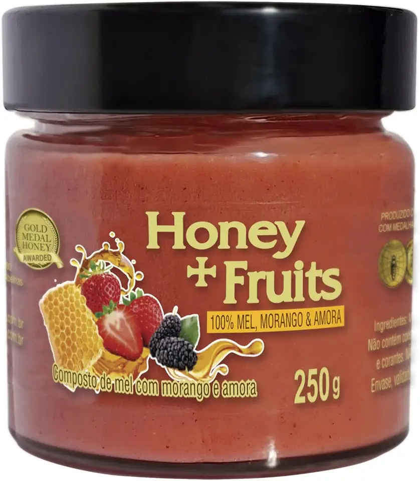 Mel com Morango e Amora Gold Medal Honey | Deliciosamente Doce e Saudável | Alternativa à Geleia | Sem Açúcares ou Aditivos | 100% Natural | Perfeito para Lanches e Sobremesas | 250g