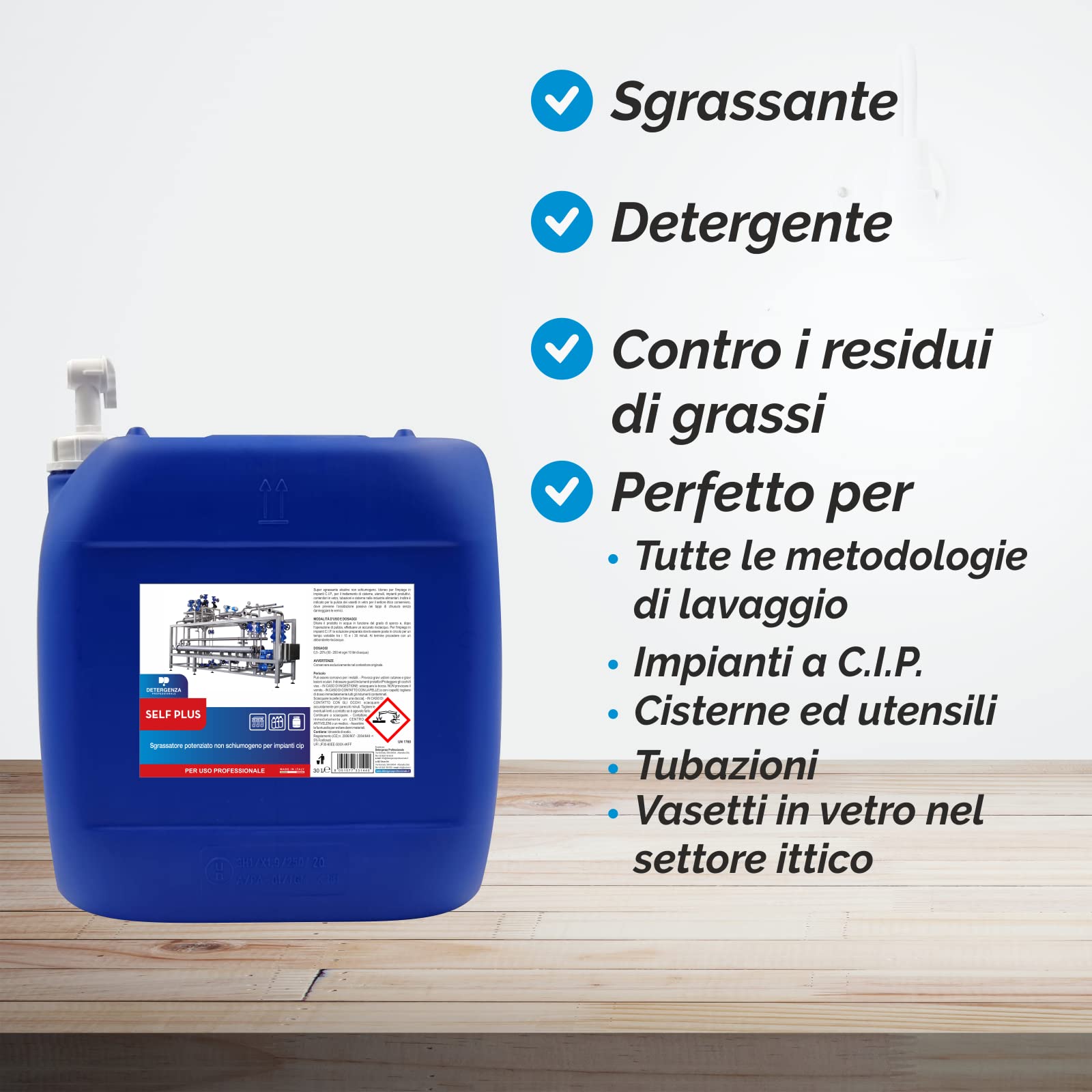 SGRASSATORE POTENZIATO Non SCHIUMOGENO per IMPIANTI CIP Self Plus CONCENTRATO - Tanica da 30 L