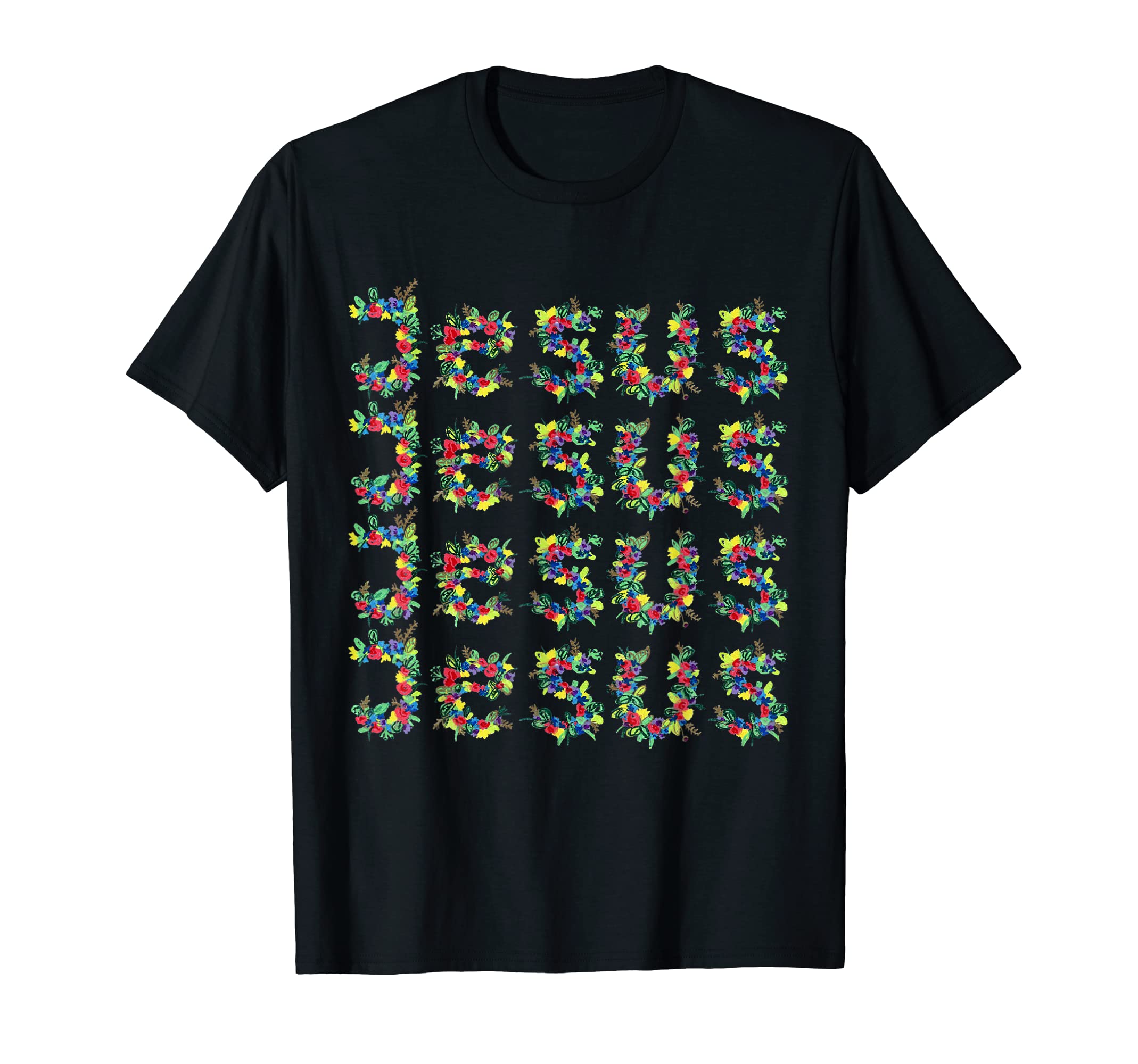 T-Shirt Christian Jesus Jesus in flower print Religious T-Shirt