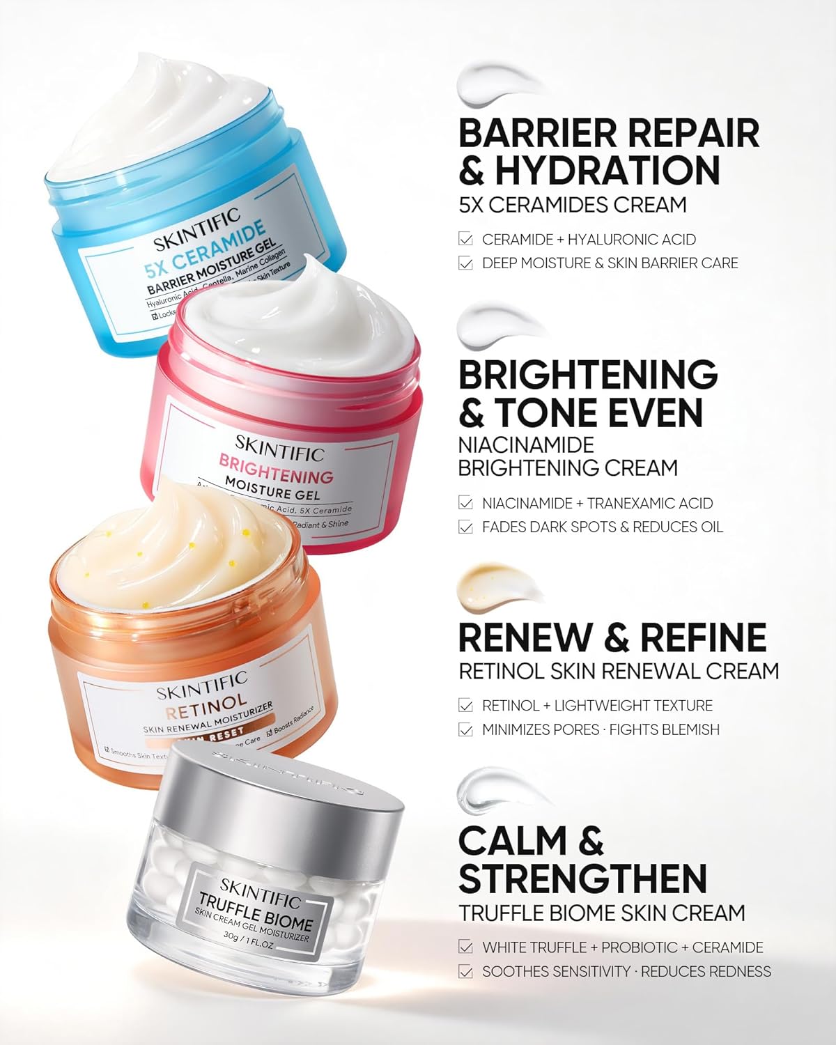 Face Moisturizer with 5X Ceramides, Hydrating Moisture Barrier Repair Cream for Sensitive/Oil Skin Types, Hyaluronic Acid & Centella, Daily Facial Moisturizer, Non-Comedogenic 100g/3.53fl.oz - Image 8