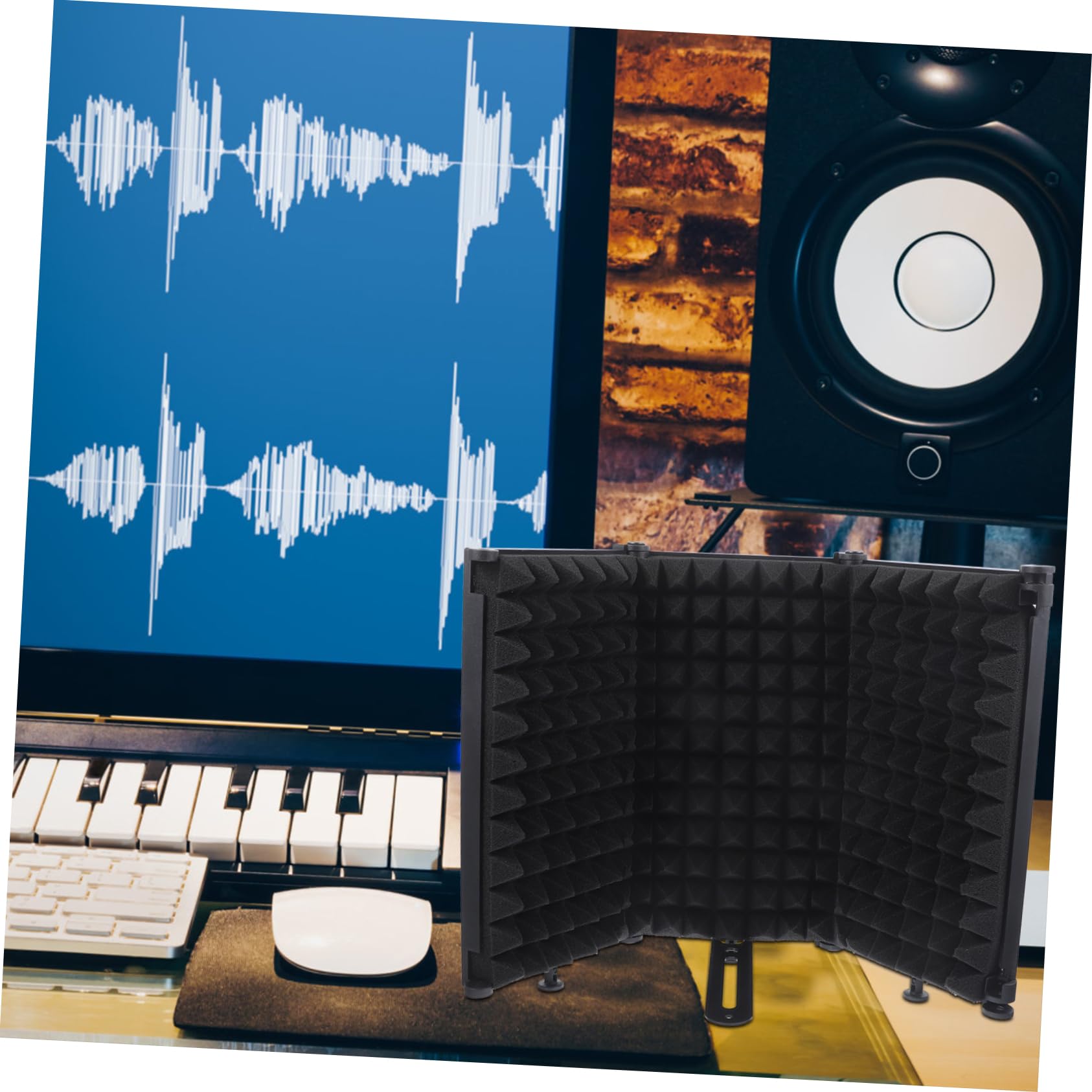 FRCOLOR 1 juego Filtro de Micrófono Plegable U Shaped con Protección Antiviento Aislante y Reducción de Ruido para Grabación Estudio y Podcasting