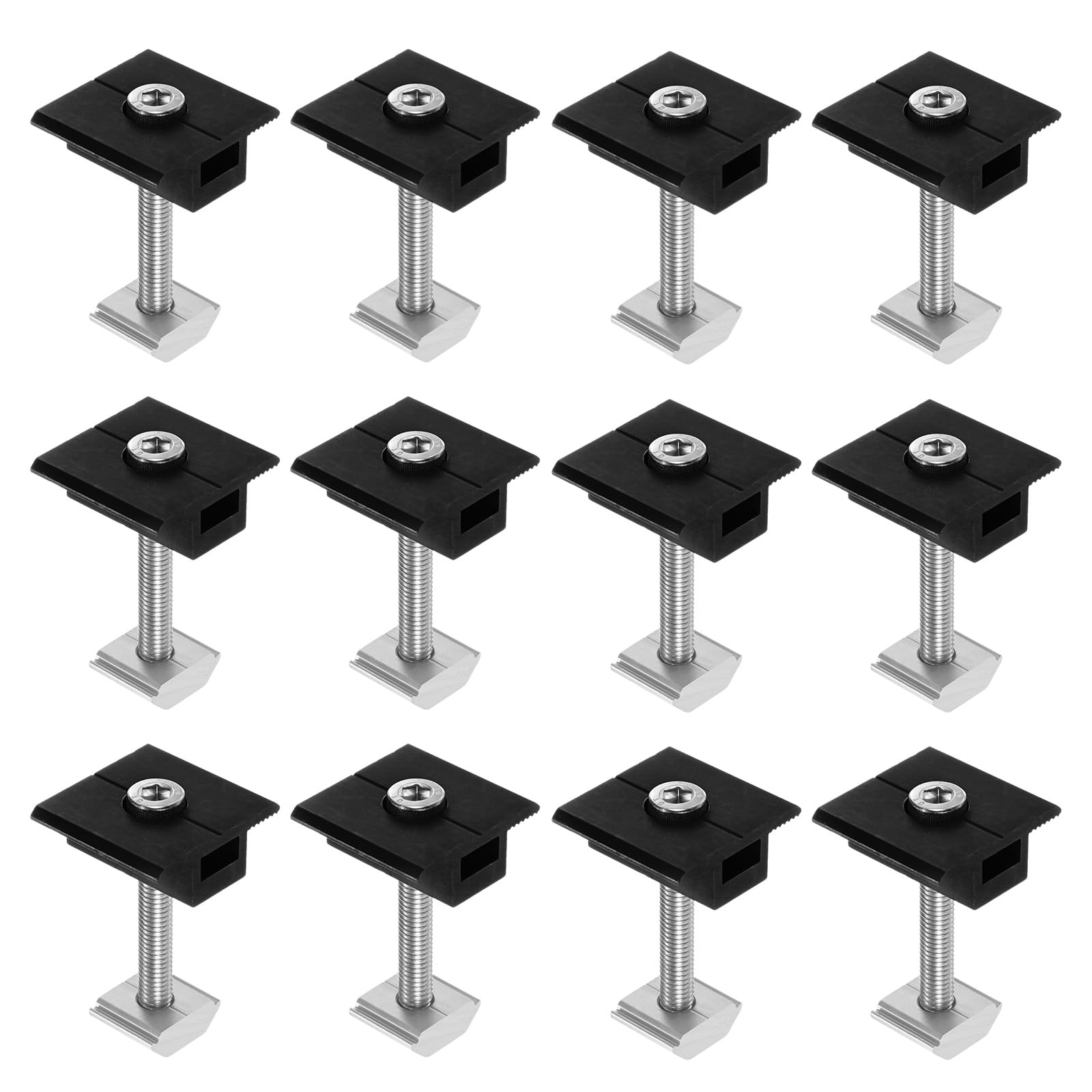 Pince centrale de fixation panneau solaire toit mur et bateau aluminium noir 45 mm