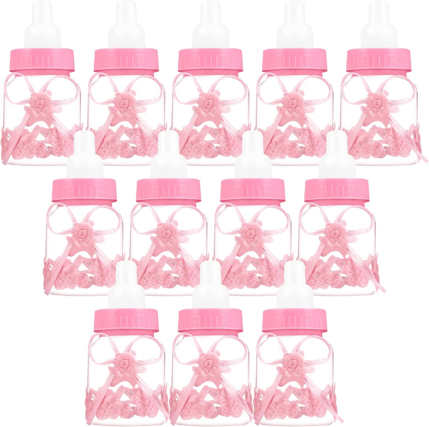 Siumir Baby Shower Bottles Fillable Bottles Candy Bottles for Newborn Birthday Party Decoration 12 pcs (Pink)