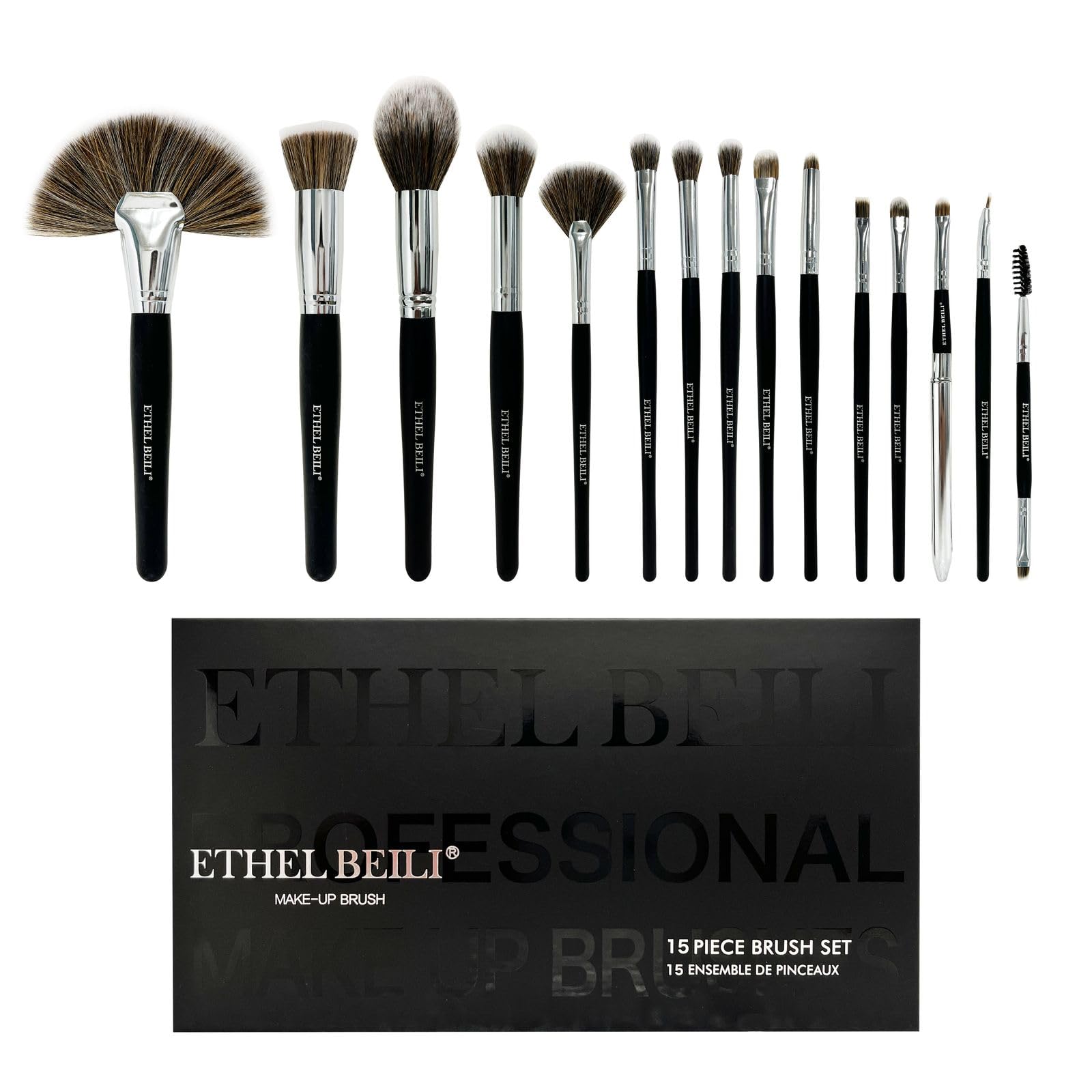 BEILI Professional Makeup Brush Set, Synthetic Foundation Powder Concealers Eye shadows Blush Makeup Brushes - Pack of 15-picture-13
