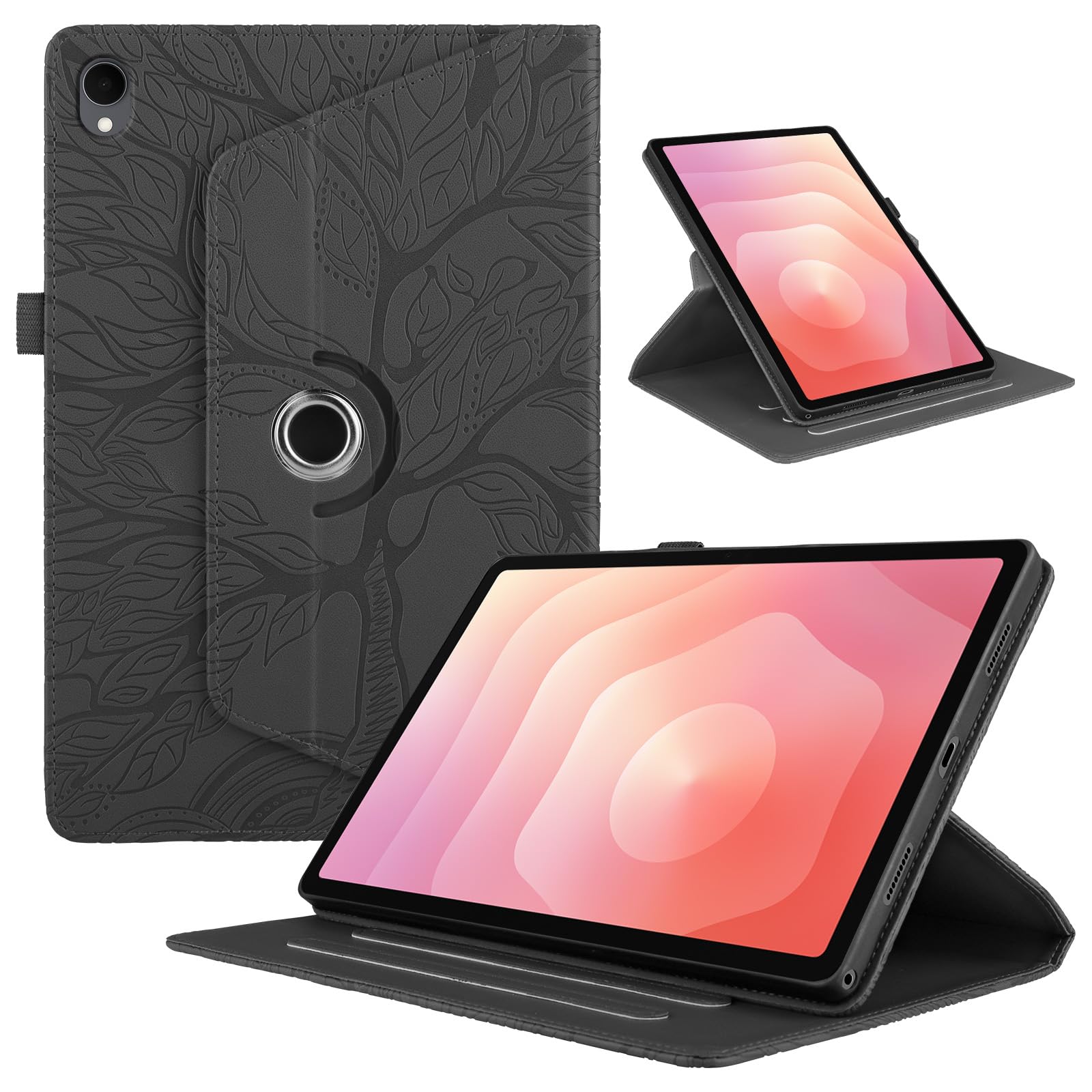 Funda para Samsung Galaxy Tab S9/ S8/ S7 11" (SM-X710/X700/T870) PU Cuero Tablets Protectora Cover 360°Carcasa Giratoria de ángulo Múltiple Stand Función Tablets Funda,Rojo Árboles — view 126