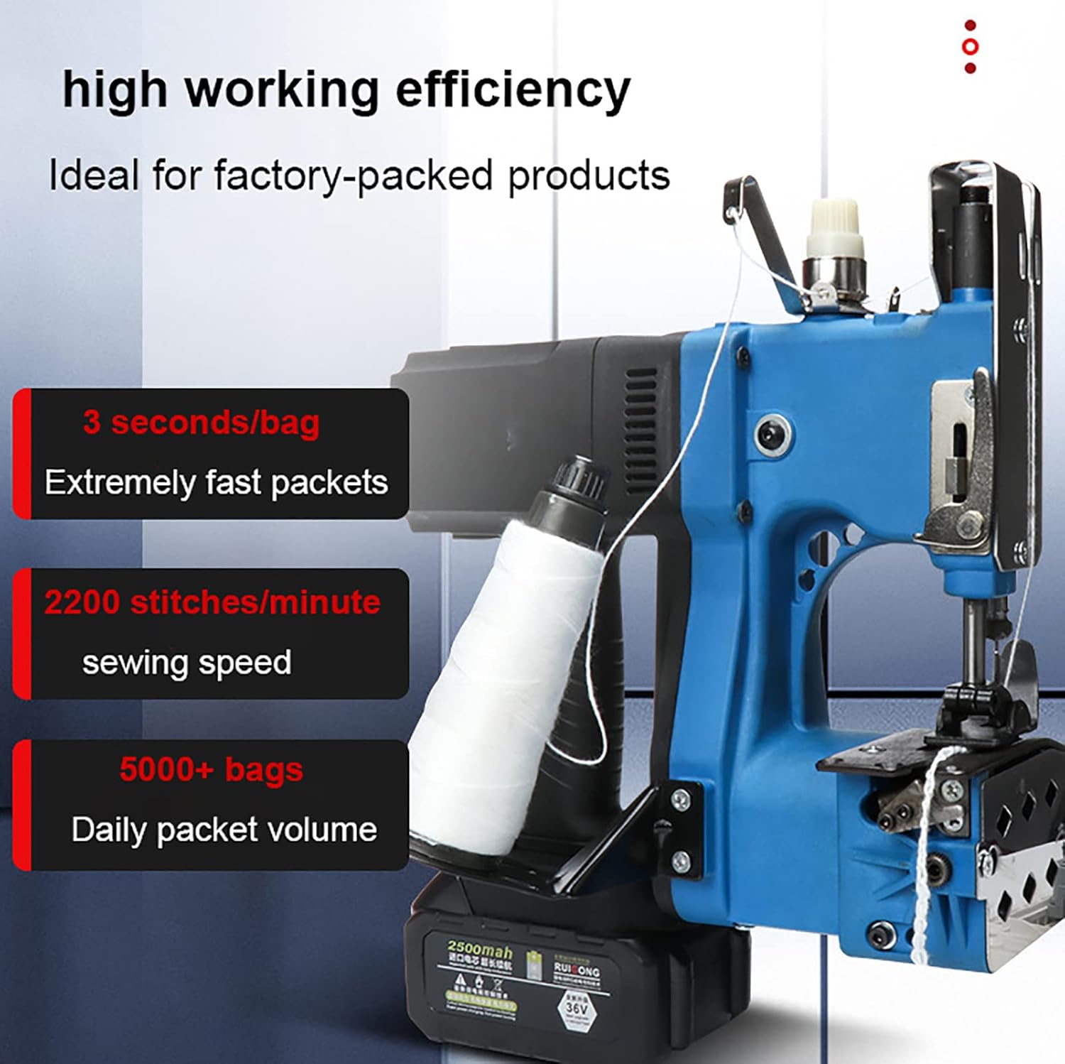 Portable Electric Packing Machine, 5000 Bags/Day Industrial Bag Sealing Machine, 7-10Mm Pitch, 0.3-10Mm Thickness, Applicable to All Packet Industries/Easy to Use