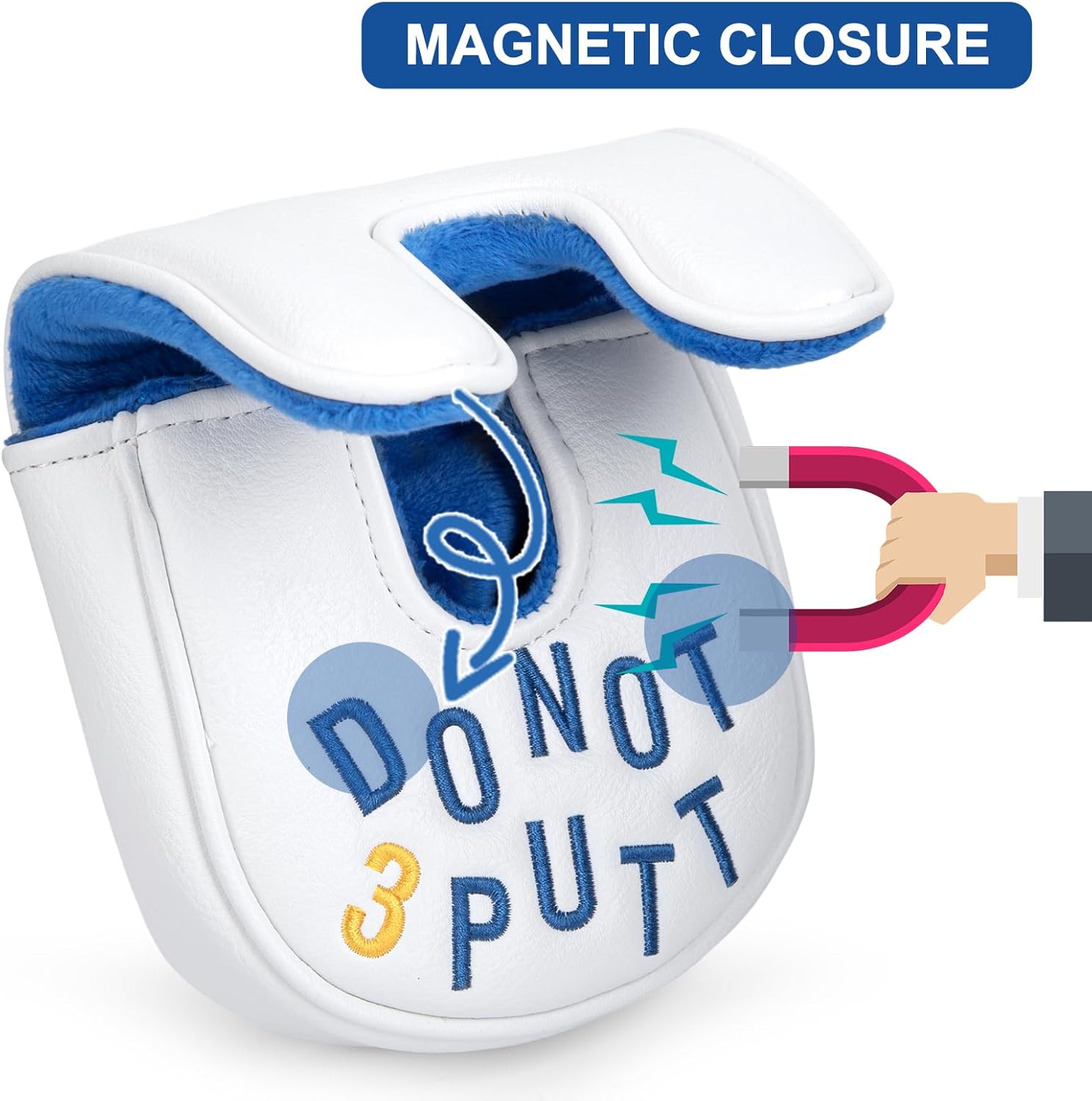 Golf Mallet Putter Cover Golf Putter Headcover with Strong Magnetic Closure Do Not 3PUTT Golf Putter Cover for DF3 Putter & OZ1 MEZZ 1 MEZZ1 MAX Putter