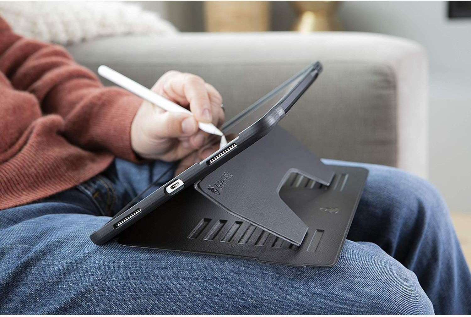 Zugu Case - iPad Mini 5 & 4 Muse Case - Slim Protective Case - Apple Pencil or Stylus Pen Pocket on Back - Rugged 5 ft. Drop Protection - Secure 7 Angle Magnetic Stand - Sleep/Wake Cover (Navy Blue)